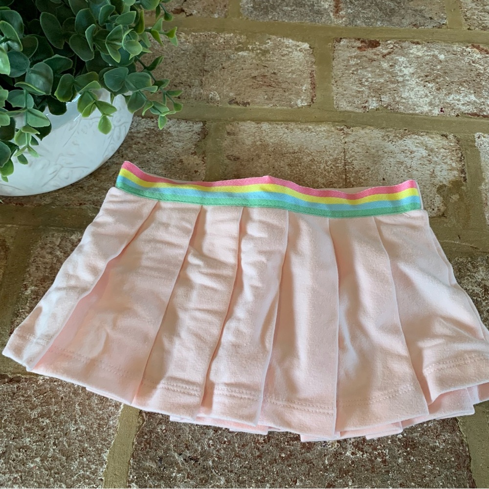 Janie and Jack | Pink Pleated Skirt with Rainbow Waistband | 12-18 Months